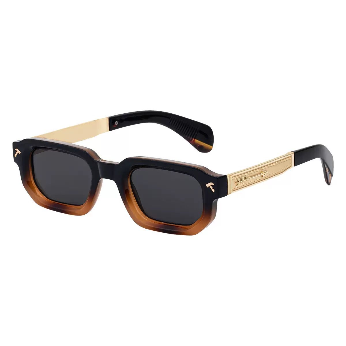 Lunettes de Soleil Premium – Monture Noire & Écaille avec Branches Dorées
