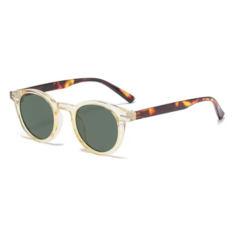 Lunettes de Soleil Vintage – Monture Transparente & Branches Écaille
